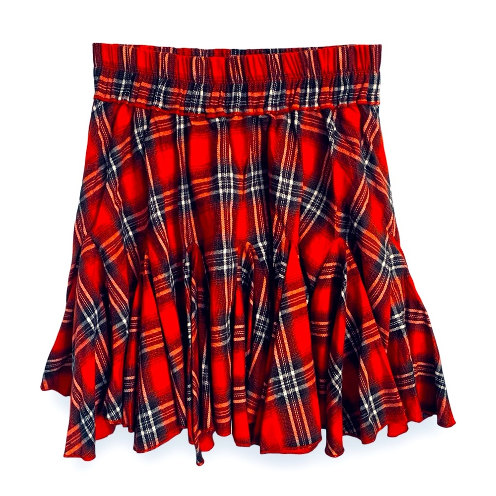 ⭐️HOST PICK⭐️ NEW Red Plaid Ruffle Hem Mini Skirt Size Small